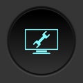 Dark button icon configuration desktop. Button banner round badge interface for application illustration