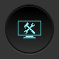 Dark button icon configuration desktop. Button banner round badge interface for application illustration