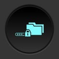 Dark button icon Login lock folder. Button banner round badge interface for application illustration