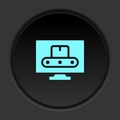 Dark button icon Mass production computer. Button banner round badge interface for application illustration