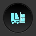 Dark button icon Mass production forklift. Button banner round badge interface for application illustration