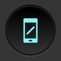 Dark button icon phone edit pencil. Button banner round badge interface for application illustration