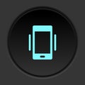 Dark button icon phone vibrate. Button banner round badge interface for application illustration