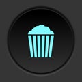 Dark button icon popcorn. Button banner round badge interface for application illustration