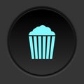 Dark button icon popcorn. Button banner round badge interface for application illustration