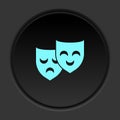 Dark button icon theatrical masks. Button banner round badge interface for application illustration