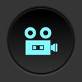 Dark button icon video camera. Button banner round badge interface for application illustration