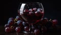 Dark cabernet sauvignon grape in fresh wineglass, luxury winery elegance generated by AI