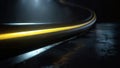 Dark cable with yellow streak, single distant light., generative ai