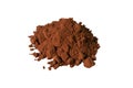 Dark Cacao powder isolated on white background. Front views, close-up