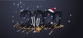 Dark card Happy 2021 new year greetig card in paper style for your seasonal holidays flyers, christmas themed congratulations, Royalty Free Stock Photo