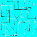 Dark carved squares and gray rhombuses on a sky blue background Royalty Free Stock Photo