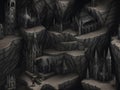 dark cave background with dark stones. illustration, Ai Generated