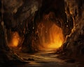 Dark Cave in Golds and Blacks Background is a watercolor.