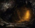 Dark Cave in Golds and Blacks Background is a watercolor.