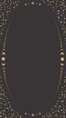 Vector dark celestial background with an oval copy space. Golden astrological frame with stars and moon phases on a black Royalty Free Stock Photo
