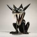Dark Ceramic Figurine With Teeth: A Bold Graphic Illustration