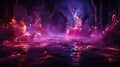 Dark Ceramic Floor with Purple Fire Background - AI Generated
