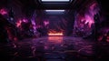 Dark Ceramic Floor with Purple Fire Background - AI Generated