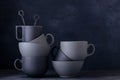 Dark ceramic kitchenware and utensils Royalty Free Stock Photo