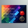 Dark certificate design with colorful mosaic shapes