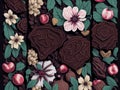 Dark chocolate background created with generative ai technology