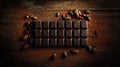 Dark Chocolate Bar with Cocoa Beans. Royalty Free Stock Photo