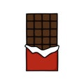 Dark chocolate bar doodle icon, vector color line illustration Royalty Free Stock Photo