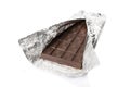 Dark chocolate bar inside tin foil Royalty Free Stock Photo