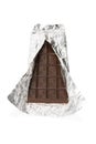 Dark chocolate bar inside tin foil Royalty Free Stock Photo