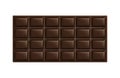 Dark chocolate bar. Unwrapped square piece of black bitter chocolate. Cocoa organic product