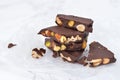 Dark chocolate bark with mixed nuts Royalty Free Stock Photo