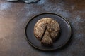 Dark chocolate cake with almond topping Royalty Free Stock Photo