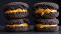 Dark Chocolate Caramel Sandwich Cookies Studio Shot Royalty Free Stock Photo