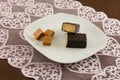 Dark chocolate and caramel wafer bar Royalty Free Stock Photo