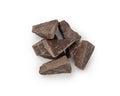 dark chocolate chunks isolated on white background Royalty Free Stock Photo