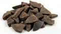 Dark chocolate chunks, studio shot, white background, baking ingredient Royalty Free Stock Photo