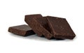 Dark chocolate cubes stack on white background Royalty Free Stock Photo