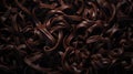 Dark chocolate curls background. Flat lay composition. Generative AI Royalty Free Stock Photo