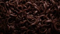 Dark chocolate curls background. Flat lay composition. Generative AI Royalty Free Stock Photo