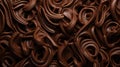 Dark chocolate curls background. Flat lay composition. Generative AI Royalty Free Stock Photo