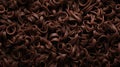 Dark chocolate curls background. Flat lay composition. Generative AI Royalty Free Stock Photo