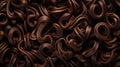 Dark chocolate curls background. Flat lay composition. Generative AI Royalty Free Stock Photo