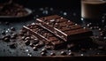 Dark chocolate dessert on table, close up of sweet food generated by AI Royalty Free Stock Photo