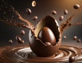 dark chocolate easter egg splash tasty easter egg background