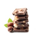Dark chocolate with filbert nuts Royalty Free Stock Photo