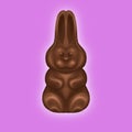 Dark chocolate hare on a pink background