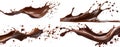 Dark chocolate liquid splashes and droplets splatter Royalty Free Stock Photo