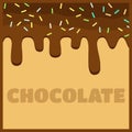 Dark Chocolate Melted on Wafer Background