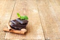 Dark chocolate with mint leaf and cinnamon Royalty Free Stock Photo